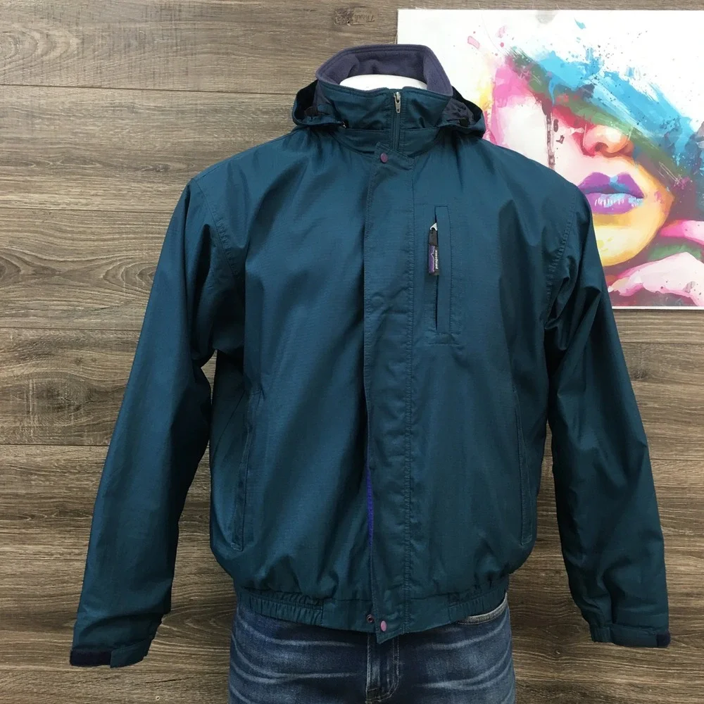 VINTAGE Patagonia Mens Ascensionist Jacket Teal Blue Full Zip Hooded Large F5